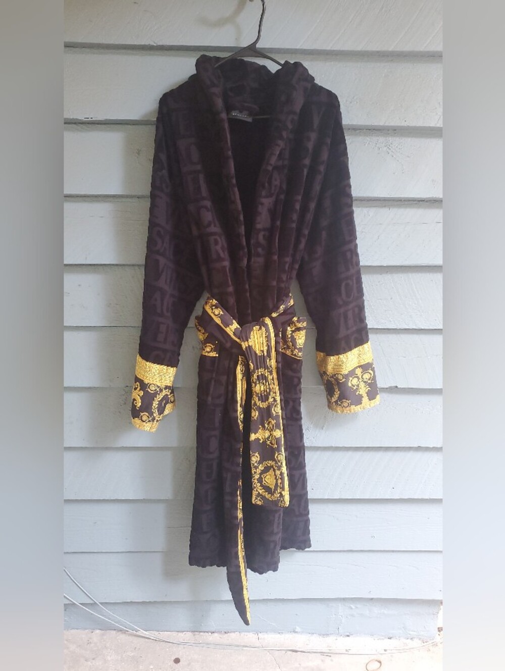 Versace Black/ Gold Plush Robe